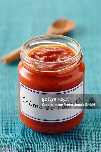 pot of creamed peppers - glazen pot stock pictures, royalty-free photos & images