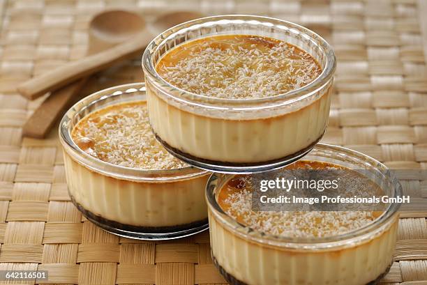 thai coconut flans - flan stock pictures, royalty-free photos & images