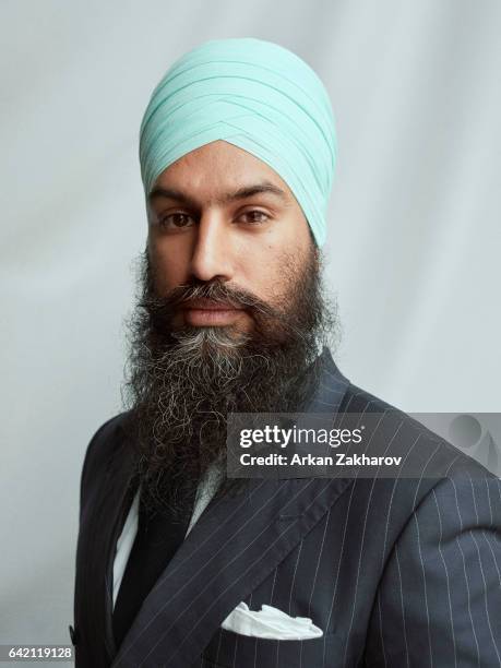 Canadian politician in Ontario, Canada and the Deputy Leader of the Ontario New Democratic Party Jagmeet Singh is photographed for GQ.com on February...