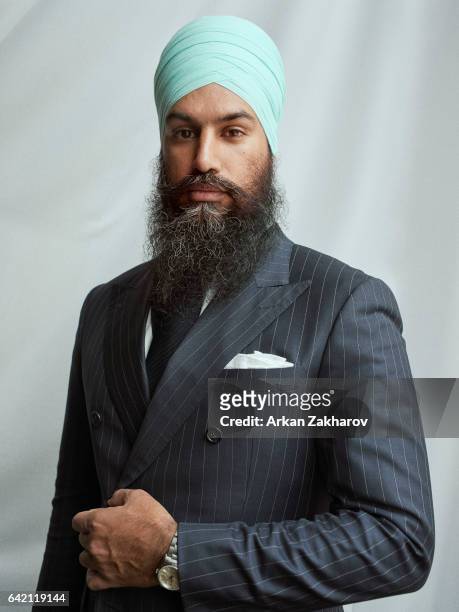Canadian politician in Ontario, Canada and the Deputy Leader of the Ontario New Democratic Party Jagmeet Singh is photographed for GQ.com on February...