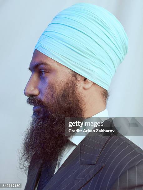 Canadian politician in Ontario, Canada and the Deputy Leader of the Ontario New Democratic Party Jagmeet Singh is photographed for GQ.com on February...