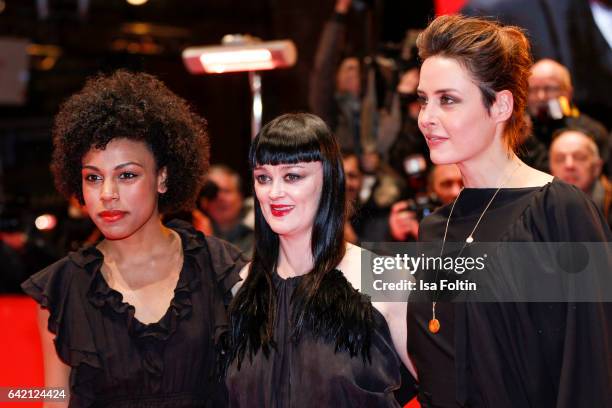 Actress Isi Laborde, irish singer Bronagh Gallagher and german actress Susanne Wolf attend Montauk' premiere during the 67th Berlinale International...