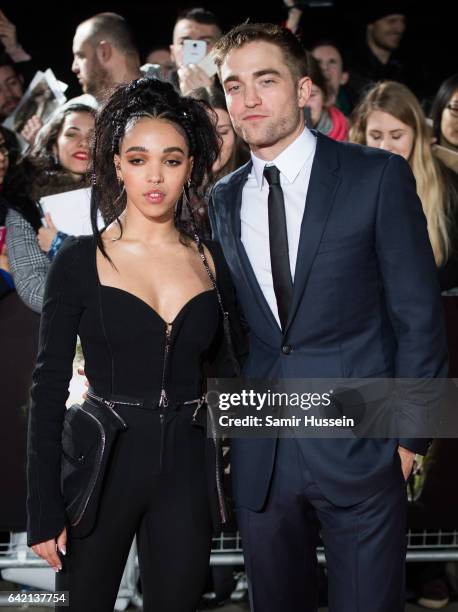 Twigs and Robert Pattinson arrive at The Lost City of Z UK premiere on February 16, 2017 in London, United Kingdom.