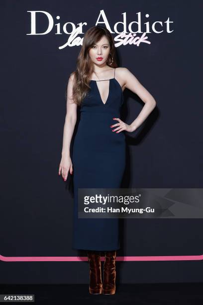 Hyun-A of South Korean girl group 4minute attends the party for 2017 Dior Addict 'Lacquer Stick' launch on February 16, 2017 in Seoul, South Korea.