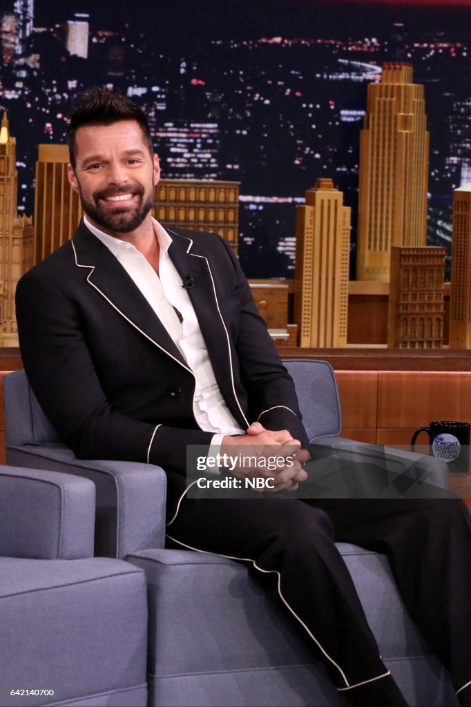 Jimmy Fallon Ricky Martin Singer Ricky Martin during an interview with host Jimmy Fallon on ...