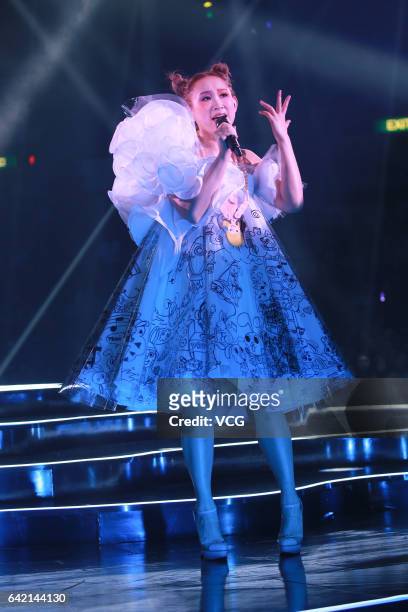 Singer Ivana Wong performs during "The Magical Teeter Totter" concert at Hong Kong Coliseum on February 16, 2017 in Hong Kong, China.