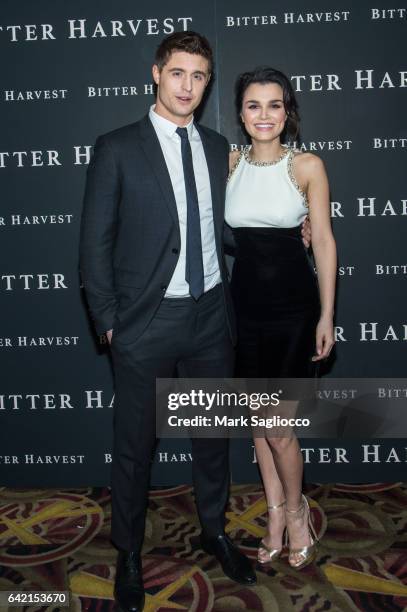 Actors Max Irons and Samantha Barks attend the "Bitter Harvest" New York Premiere at AMC Loews Lincoln Square on February 16, 2017 in New York City.