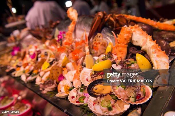 Assorted food is displayed at the 89th Annual Academy Awards - Governors Ball Preview at the Grand Ballroom at Hollywood & Highland Center on...