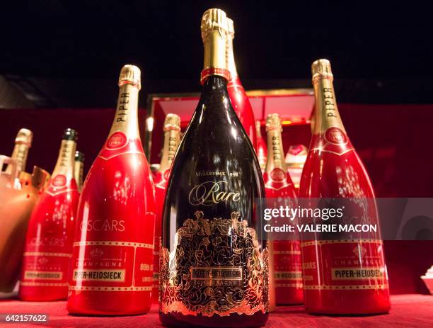 Assorted drinks are displayed at the 89th Annual Academy Awards - Governors Ball Preview at the Grand Ballroom at Hollywood & Highland Center on...