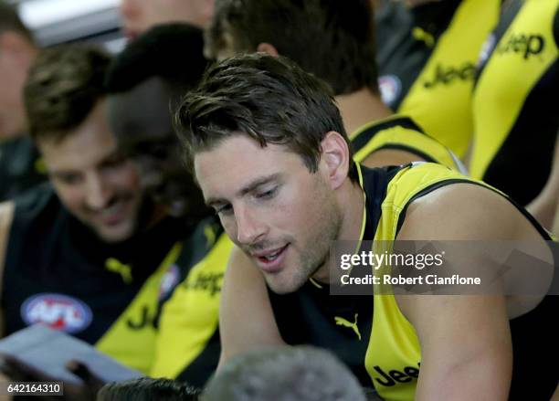 Shaun Hampson of the Tigers is seen during the Richmond Tigers AFL Team Photo Day on February 17, 2017 at Punt Road Oval in Melbourne, Australia.