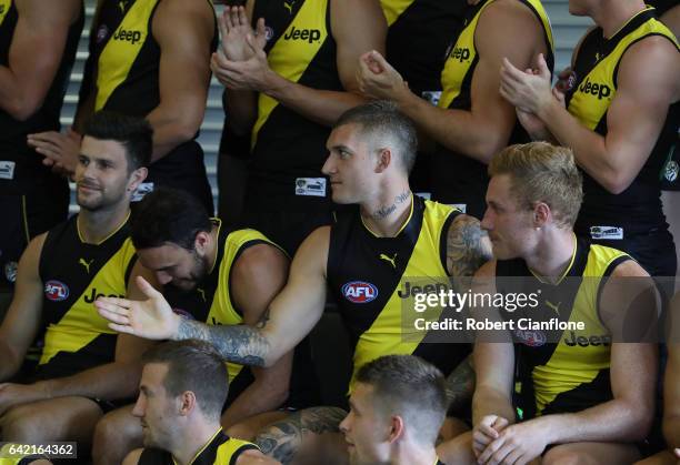 Dustin Martin of the Tigers is seen during the Richmond Tigers AFL Team Photo Day on February 17, 2017 at Punt Road Oval in Melbourne, Australia.