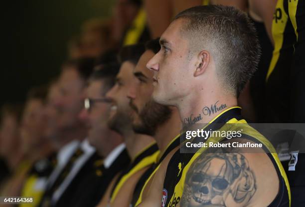 Dustin Martin of the Tigers is seen during the Richmond Tigers AFL Team Photo Day on February 17, 2017 at Punt Road Oval in Melbourne, Australia.