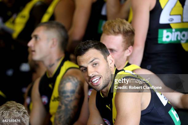 Sam Lloyd of the Tigers is seen during the Richmond Tigers AFL Team Photo Day on February 17, 2017 at Punt Road Oval in Melbourne, Australia.