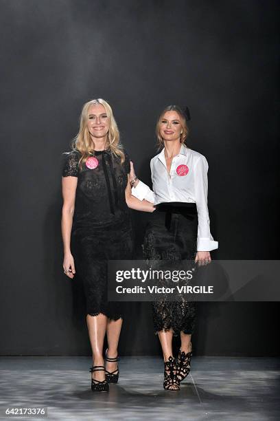 Keren Craig and Georgina Chapman walk the runway at the Marchesa Ready to Wear Fall Winter 2017-2018 fashion show during New York Fashion Week on...