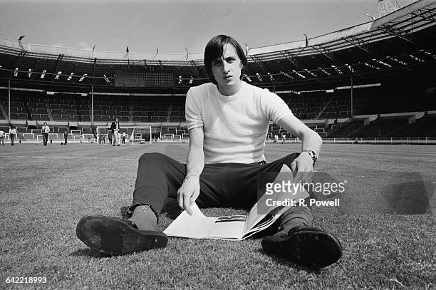 Dutch footballer Johan Cruyff of Dutch team Ajax Amsterdam, in Wembley Stadium, London, UK, 1st June 1971.