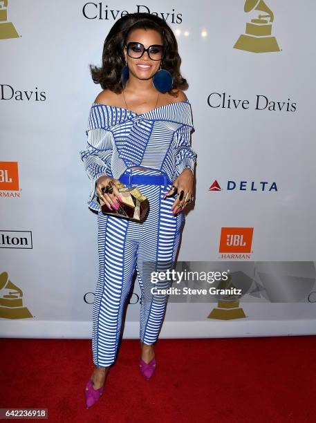 Andra Day arrives at the Pre-GRAMMY Gala and Salute to Industry Icons Honoring Debra Lee on February 11, 2017 in Los Angeles, California.