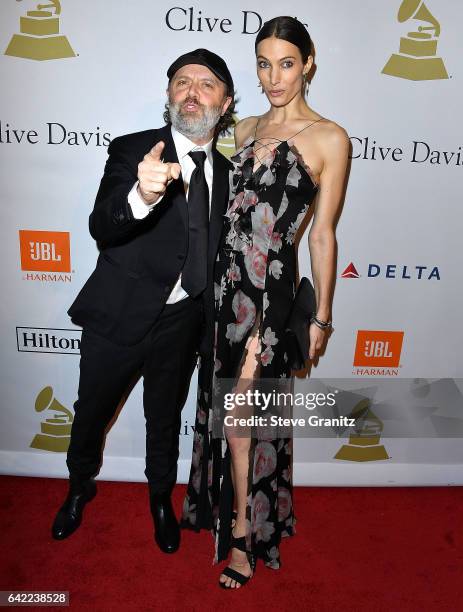 Lars Ulrich, Jessica Miller arrives at the Pre-GRAMMY Gala and Salute to Industry Icons Honoring Debra Lee on February 11, 2017 in Los Angeles,...