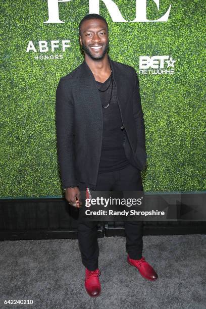 Actor Aldis Hodge attends Pre ABFF Honors Cocktail Party hosted by Debra L. Lee & Jeff Friday at Cecconi's on February 16, 2017 in West Hollywood,...