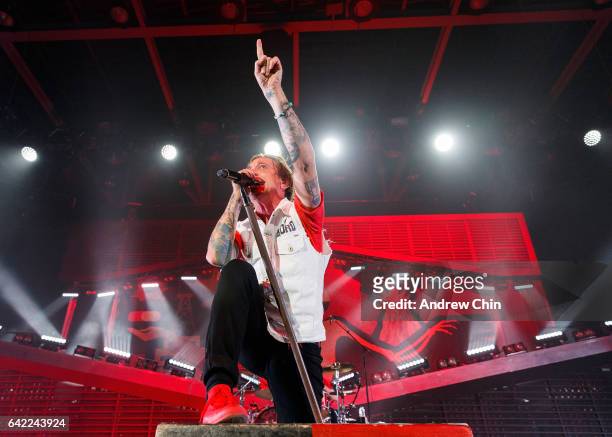Benjamin Kowalewicz of Billy Talent performs on stage at Abbotsford Centre on February 16, 2017 in Abbotsford, Canada.