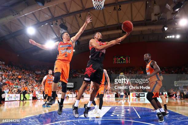 Bryce Cotton of the Wildcats shoots during the NBL Semi Final Game 1 match between Cairns Taipans and Perth Wildcats at Cairns Convention Centre on...