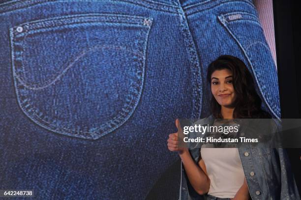 Bollywood actor Jacqueline Fernandez during the launch of Lee Jeans new denim collection, Body Optix, at JW Marriott, Sahar, Andheri, on February 15,...