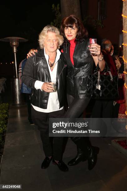 Fashion Designer Rohit Bal during an annual dinner party on Valentine's Day eve hosted by author-columnist Bhaichand Patel, on February 14, 2017 in...