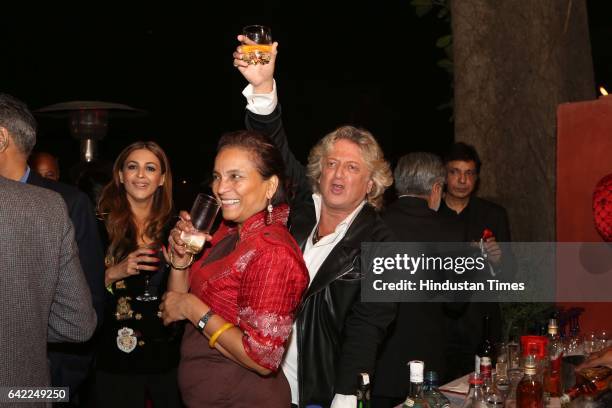 Fashion Designer Rohit Bal during an annual dinner party on Valentine's Day eve hosted by author-columnist Bhaichand Patel, on February 14, 2017 in...