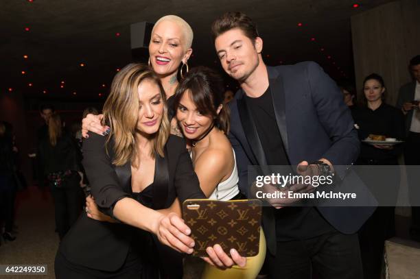 Actors Christine Evangelista, Lexa Doig, and Josh Henderson attend E!'s 'The Arrangement' event on February 15, 2017 in Los Angeles, California.