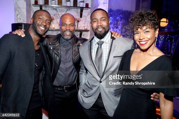 Aldis Hodge, Chris Spencer, Michael Jai White and Gillian White attend Pre ABFF Honors Cocktail Party hosted by Debra L. Lee & Jeff Friday at...
