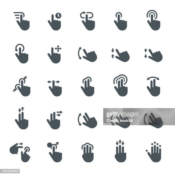 stockillustraties, clipart, cartoons en iconen met touch scherm gebaar pictogrammen - geklopt