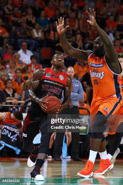 Casey Prather of the Wildcats drives to the basket during the NBL Semi Final Game 1 match between Cairns Taipans and Perth Wildcats at Cairns...