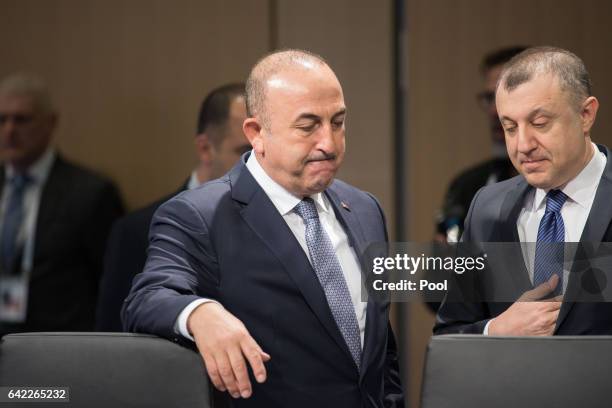 Turkish Foreign Minister Mevluet Cavusoglu attends the second day of the G20 Foreign Ministers meeting at the World Conference Center Bonn on...