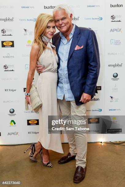 Gamble Breaux and Rick Wolfe arrives at the Fashion Aid marquee at the Kennedy Twilight Beach Polo on February 17, 2017 in Melbourne, Australia.