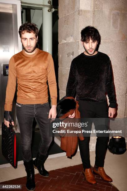 Ariel Dieguez and Ariel Medeiro, also known as 'Los Arys' attend the Roberto Verino show during the Mercedes-Benz Madrid Fashion Week Autumn/Winter...