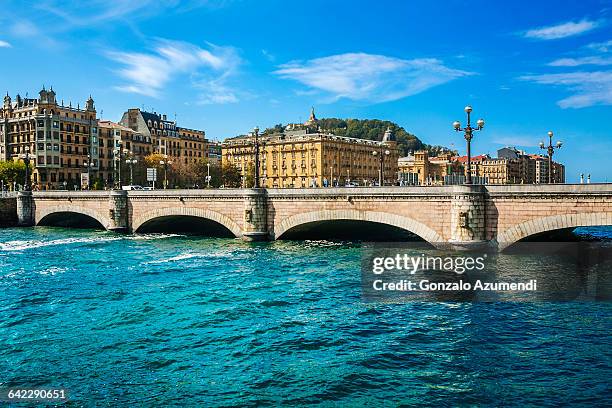 santa catalina bridge in san sebastian - san sebastian spain stock pictures, royalty-free photos & images