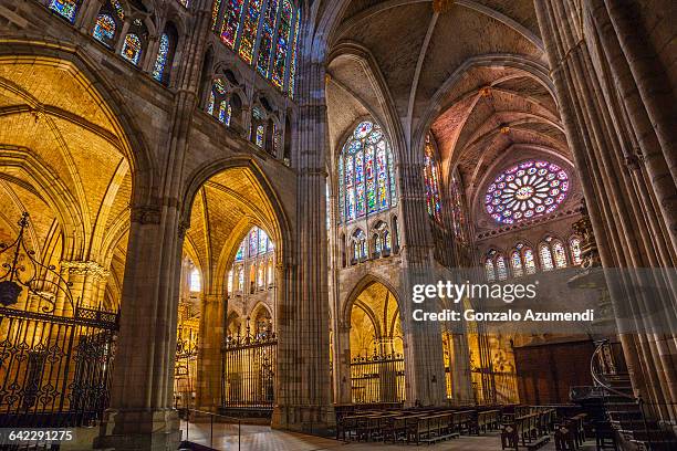 leon cathedral in spain - castilla leon stock-fotos und bilder