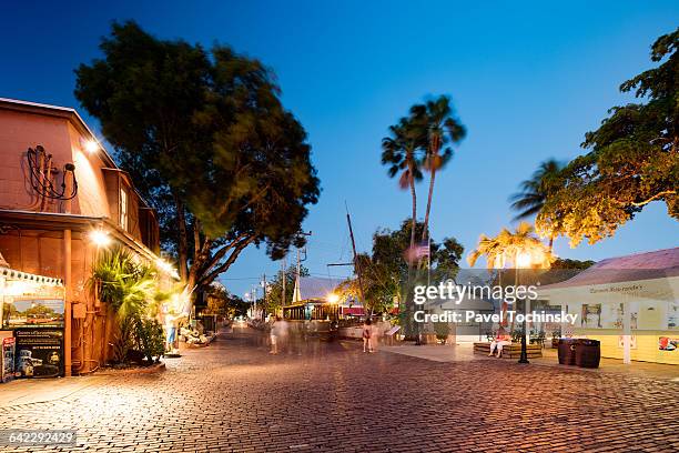 wall st, historical key west at dusk - key west stock pictures, royalty-free photos & images