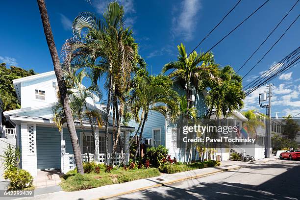 typical key west wooden residential houses - key west photos et images de collection