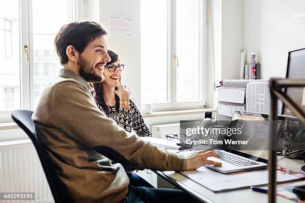 two start up business people in their office - meeting silence stock pictures, royalty-free photos & images