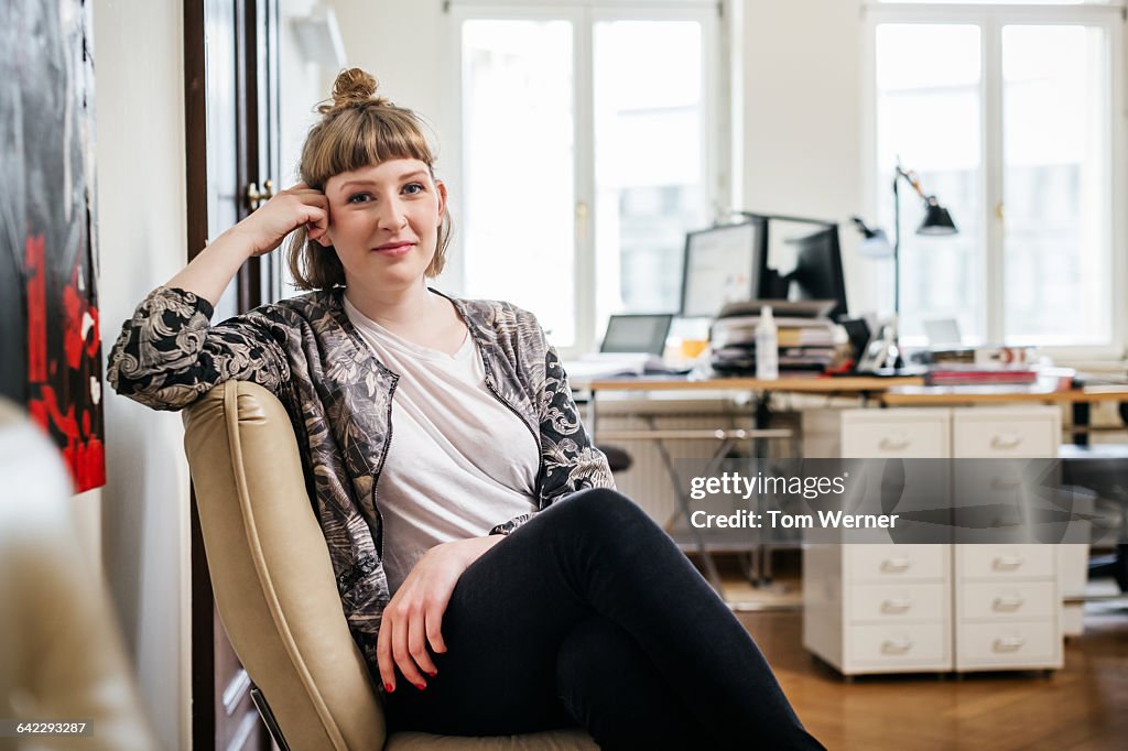 Portrait of a young casual start up businesswoman