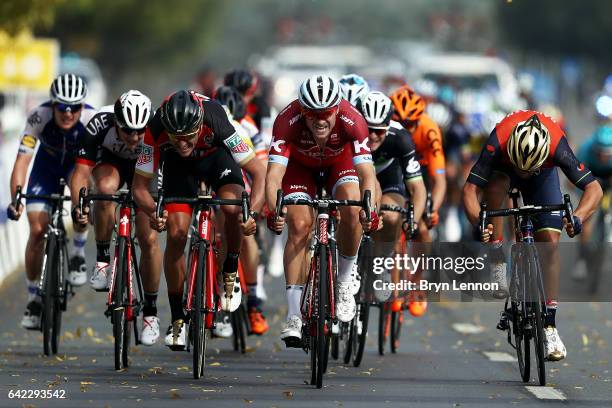 Alexander Kristoff of Norway and Team Katusha Alpecin on his way to winning stage four of the 8th Tour of Oman, a 118km stage from Yiti to the...