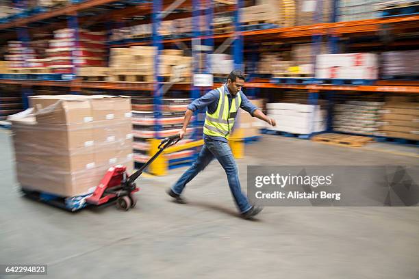 worker inside a food distribution warehouse - cargo pants stock-fotos und bilder