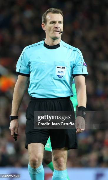 Referee Pavel Kralovec of Czech Republic looks on during the UEFA Europa League Round of 32 first leg match between Manchester United and AS...