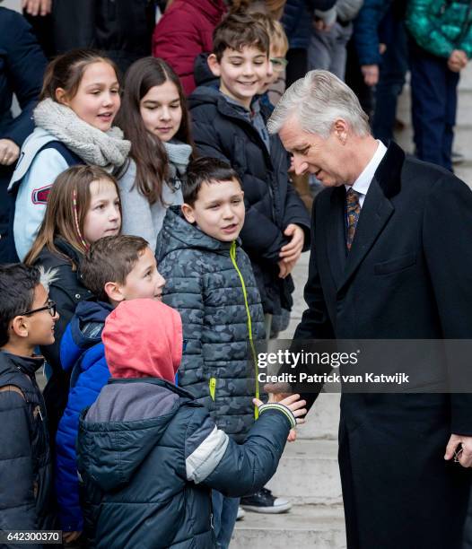 King Philippe of Belgium attends the mass to commemorate the deceased members of the Belgian royal family at the Church of Our Lady on February 17,...