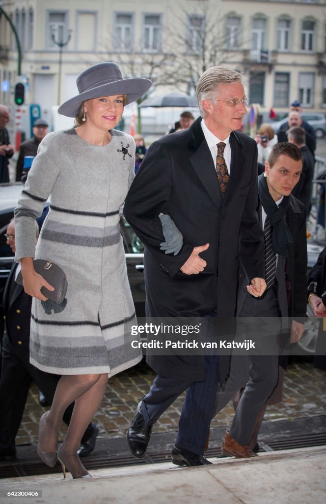 King Philippe Of Belgium And Queen Mathilde Of Belgium Attend A Mass Commemoration In Brussels