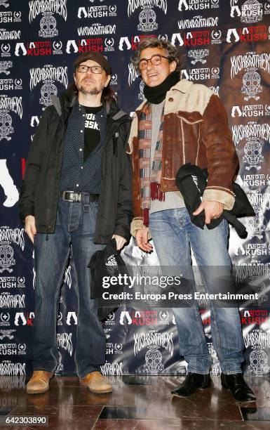 Micki Molina and Santiago Segura attend the 'El Langui concert' photocall at Apolo theatre on February 16, 2017 in Madrid, Spain.