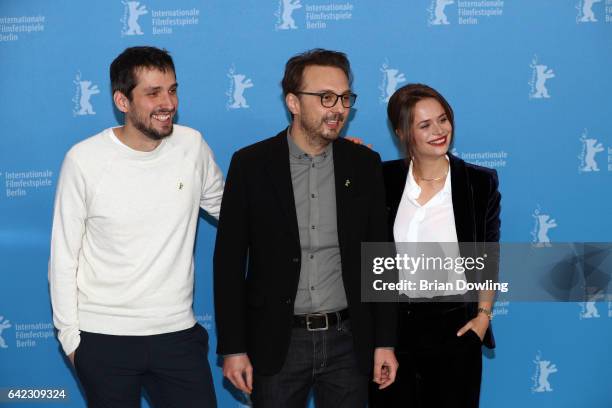 Actor Mircea Postelnicu, director Calin Peter Netzer and actress Diana Cavallioti attend the 'Ana, mon amour' photo call during the 67th Berlinale...