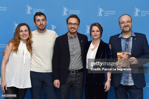 Screenwriter Iulia Lumanare, actor Mircea Postelnicu, director Calin Peter Netzer,actress Diana Cavallioti and screenwriter Cezar Paul Badescu attend...