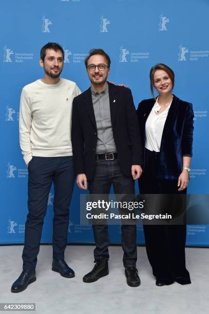 Actor Mircea Postelnicu, director Calin Peter Netzer and actress Diana Cavallioti attend the 'Ana, mon amour' photo call during the 67th Berlinale...