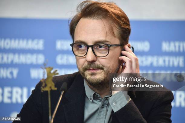 Film director Calin Peter Netzer attends the 'Ana, mon amour' press conference during the 67th Berlinale International Film Festival Berlin at Grand...